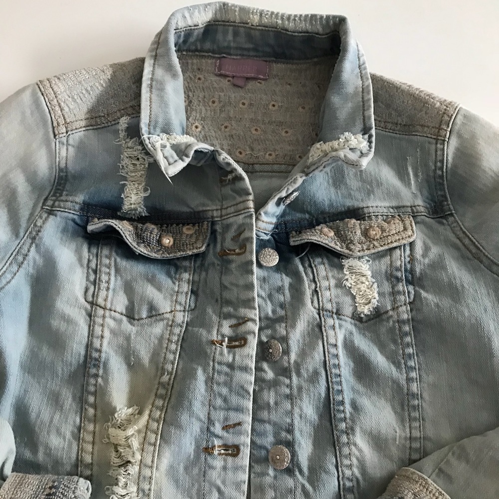Washed Out Distressed Jean Jacket - Picture 6 of 8